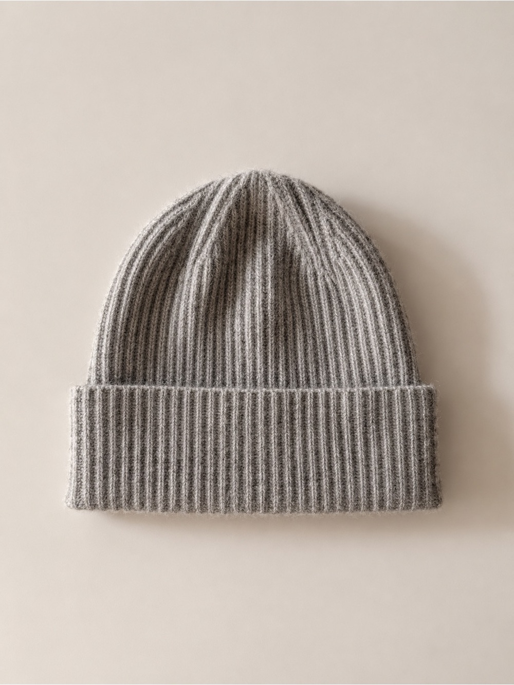 Massimo Dutti 100% Cashmere Ribbed Beanie Gray New